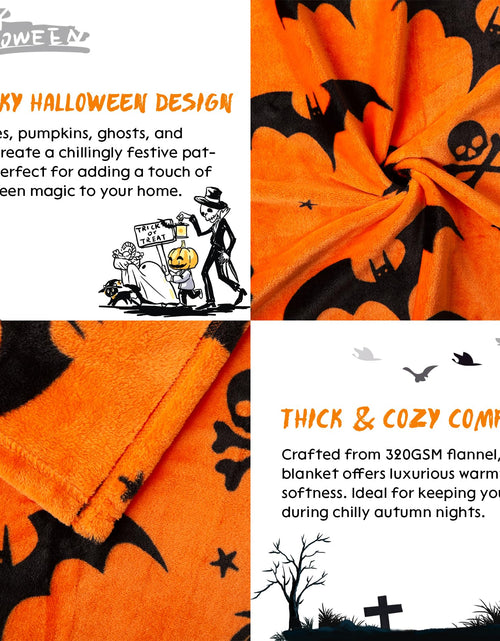 Load image into Gallery viewer, SE SOFTEXLY Ghost Halloween Reversible Pumpkin Fleece Throw Blanket 50x70

