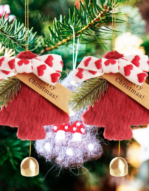 Load image into Gallery viewer, DILAGG Christmas Decorations Fuzzy Tree Ornaments Plush Pendant Gold Bell Red
