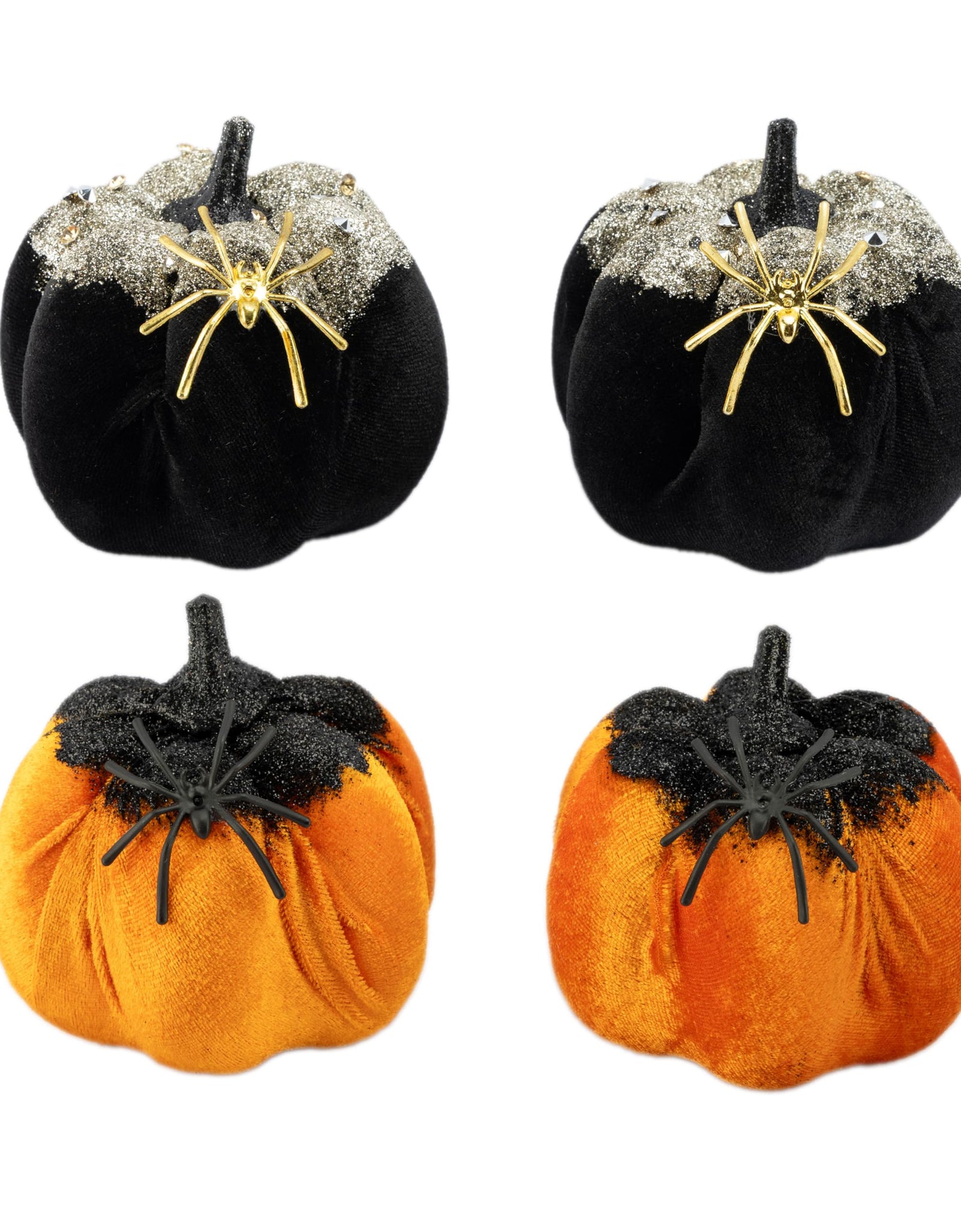 Generic Velvet Halloween Pumpkin Decor 4PCS Black Orange 3.94x3.54in