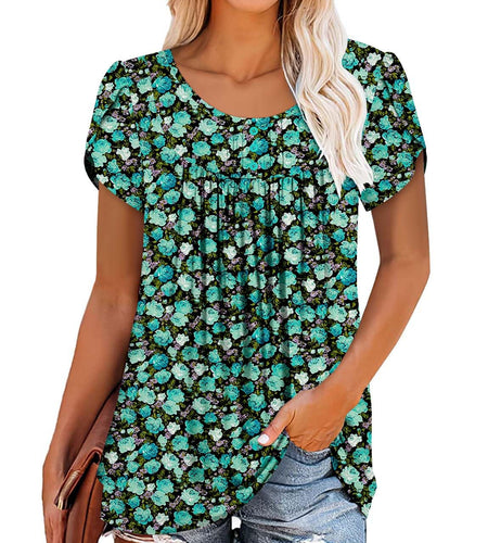 BETTE BOUTIK Womens Button Down Floral Blouse TealRose Size L