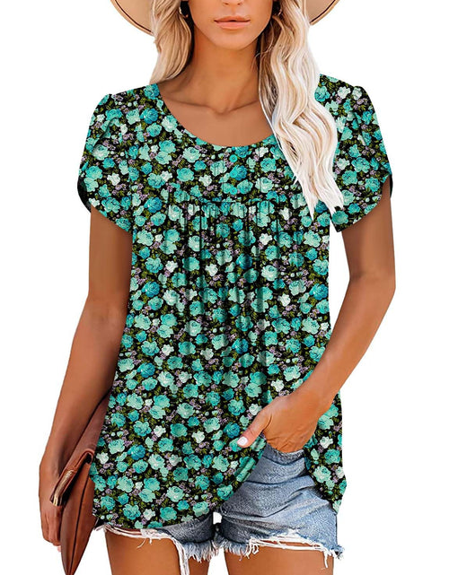 Load image into Gallery viewer, BETTE BOUTIK Womens Button Down Floral Blouse TealRose Size L

