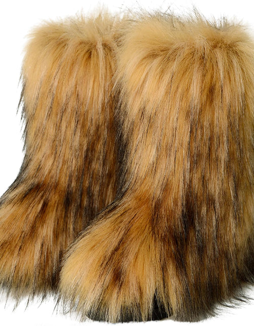 Load image into Gallery viewer, Valpeak Women's Snow Boots Knee High Flat Heel Faux Fur Natural Size 9
