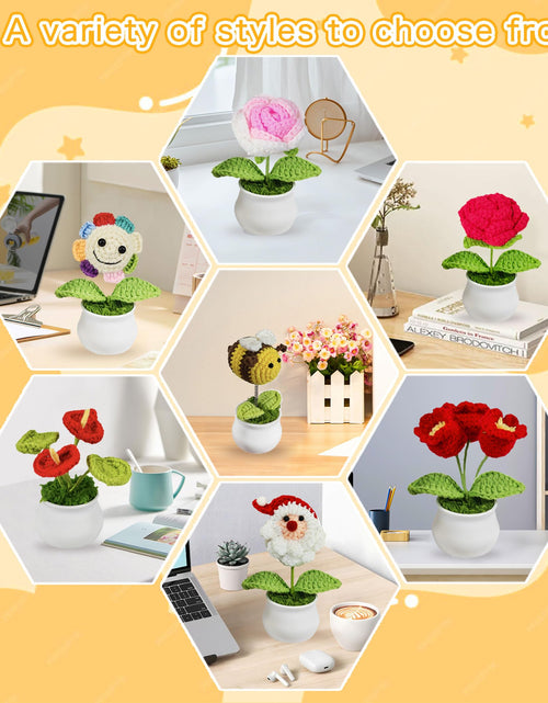 Load image into Gallery viewer, GOMICRAFT Handmade Crochet Santa Claus Christmas Decor Red Potted Plant
