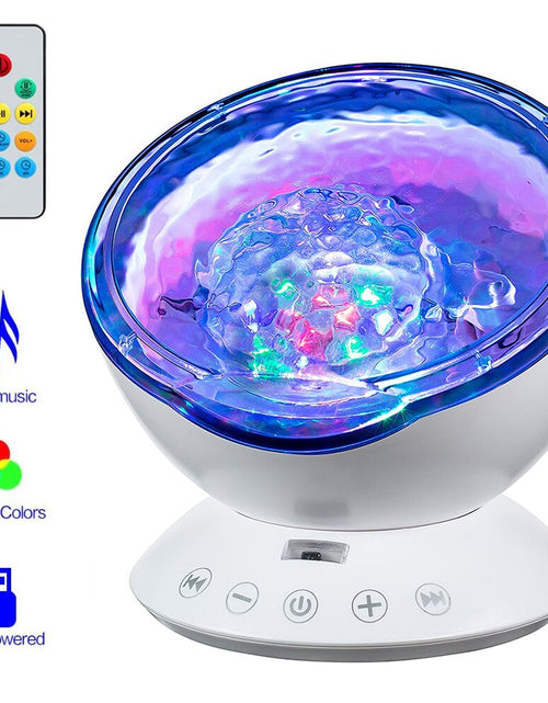 Load image into Gallery viewer, Ocean Wave Projector Light Led Night Lamp Music Player Remote Control USB Starry Projection Living Bedroom Party Decor Gifts
