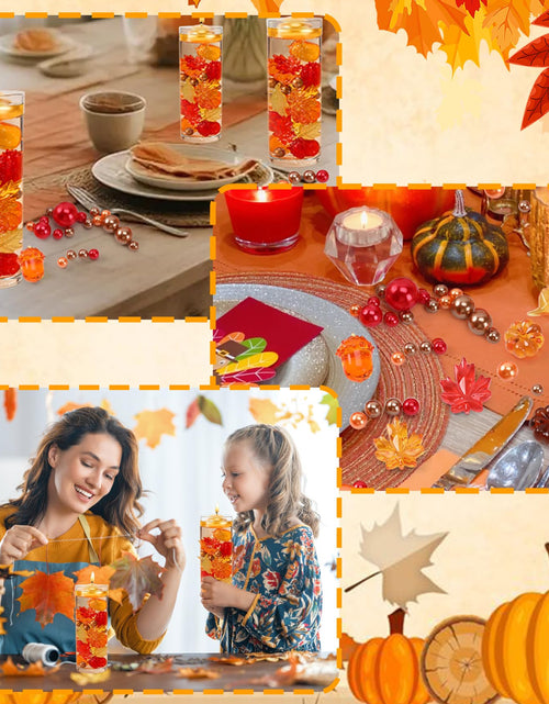 Load image into Gallery viewer, Chffcuh 130 PCS Thanksgiving Vase Fillers Fall Decor Acrylic Pumpkin Pearls
