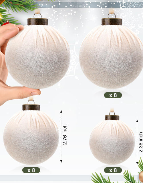 Load image into Gallery viewer, HyDren 24Pcs Beige Velvet Shatterproof Christmas Ornaments Balls 3.15,2.76,2.36"
