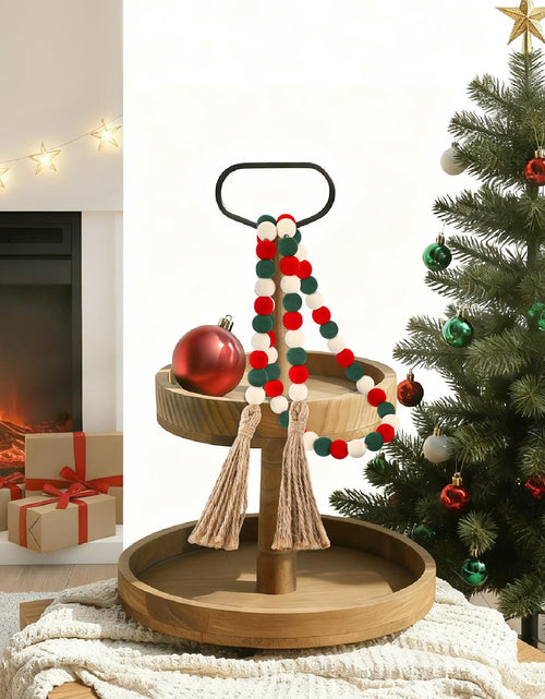 Load image into Gallery viewer, Canlierr Velvet Christmas Bead Garland 39in Neutral Flock Beads Tassels
