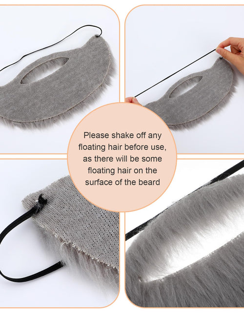 Load image into Gallery viewer, Lusofie Grey Fake Beard Elastic Realistic Costume Facial Hair for Role Play
