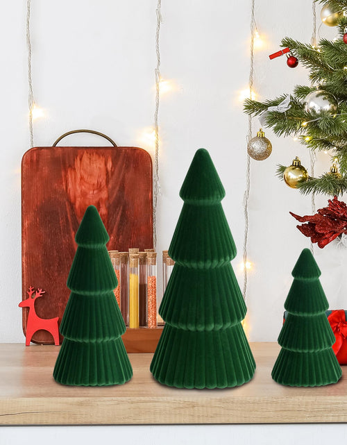 Load image into Gallery viewer, KEASKELL 3pc Dark Green Velvet Christmas Tree Decorations Set
