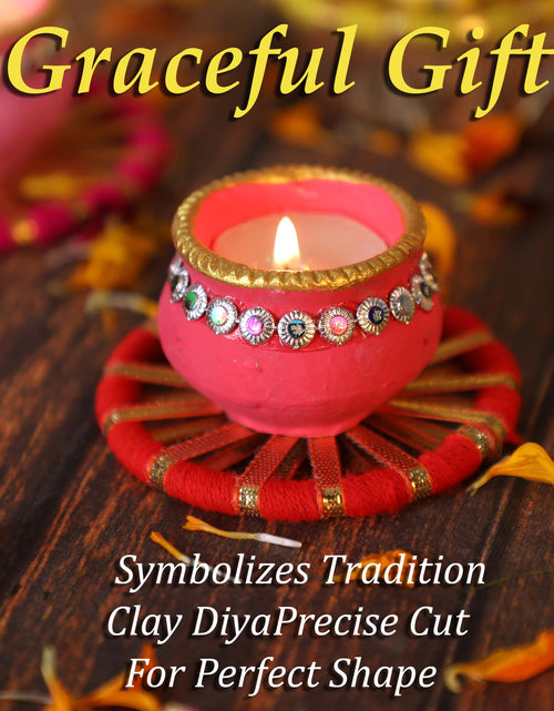 Load image into Gallery viewer, 4OUR FAITH Matki Wax Filled Diya Set Handpainted Terracotta 6 Pc Multicolor
