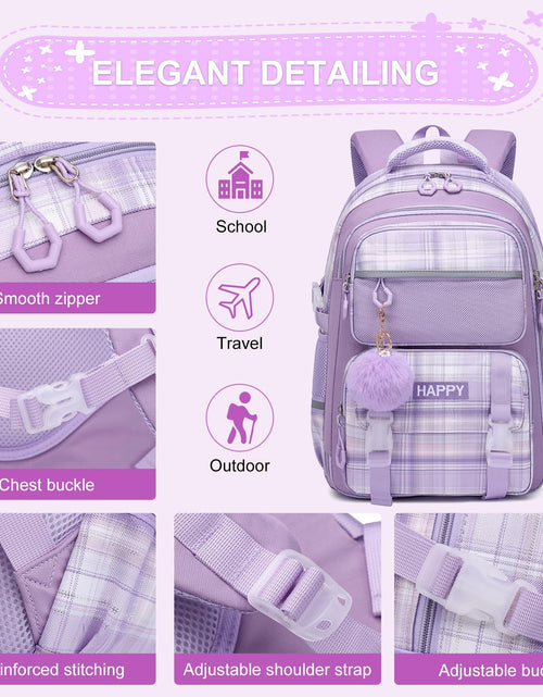 Load image into Gallery viewer, KEBEIXUAN Backpack Set 3PCS School Lunch Box Pencil Case Pink 11.81x7.87x17.32
