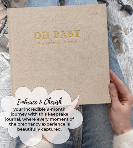 LUMOSX Pregnancy Journal Memory Book Baby Bump Stickers Beige Gender Neutral