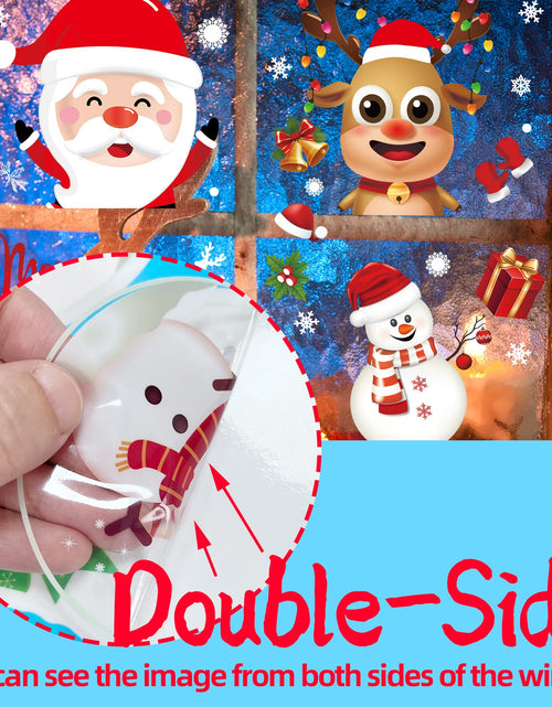 Load image into Gallery viewer, Joyful Start Christmas Window Clings Double Sided Snowflake Decals PVC
