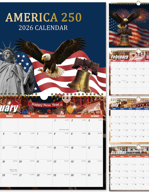 Load image into Gallery viewer, Zluiaza 250th Anniversary American Patriotic 2026 Spiral Wall Calendar Vintage

