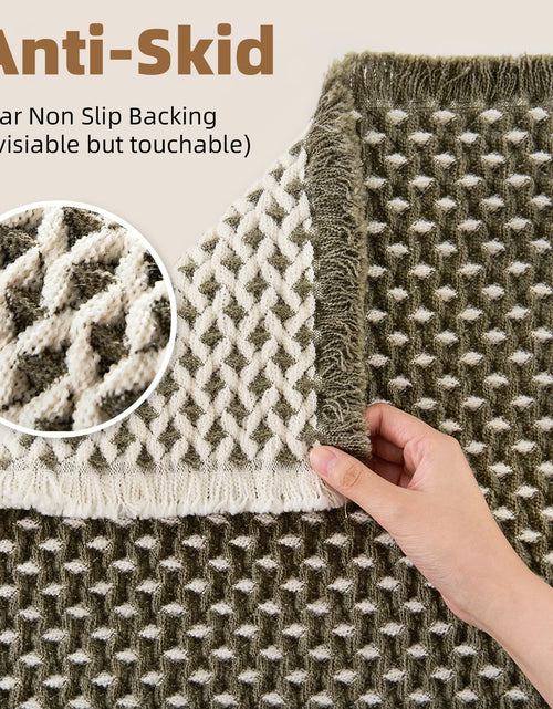 Load image into Gallery viewer, PADOOR Checkered Bath Mat Super Absorbent Non Slip 18x30 Green &amp; Cream
