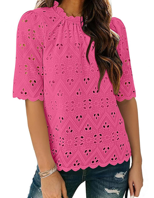 Load image into Gallery viewer, BETTE BOUTIK Womens Flowy Summer Tunic Top Bright Pink Size XL
