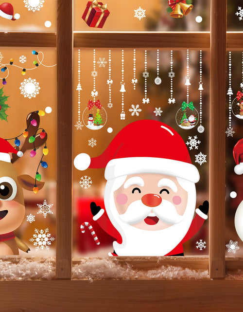 Load image into Gallery viewer, Joyful Start Christmas Window Clings Double Sided Snowflake Decals PVC
