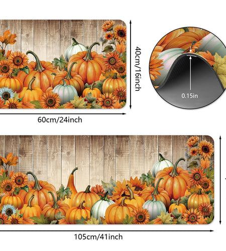 APROPHIC Fall Pumpkin Kitchen Mat Rugs Set of 2 Non Slip Washable 16x24+16x41