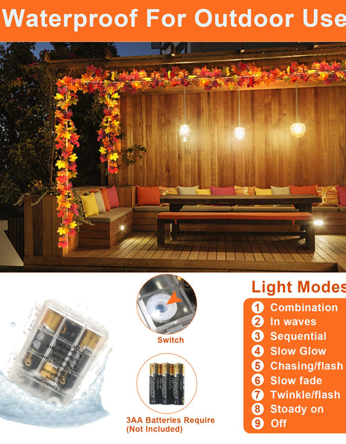 Load image into Gallery viewer, Feybxla 2 Pack Maple Leaf String Lights 20ft 60 LED Multicolor Waterproof
