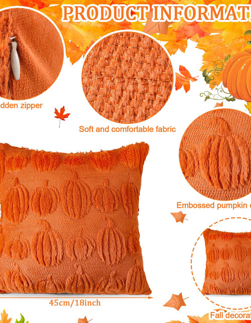 Load image into Gallery viewer, HunnmingRe 2 Pc Pumpkin Throw Pillow Covers 18x18 Orange Autumn Decor
