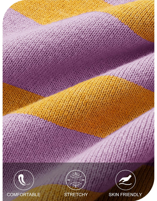Load image into Gallery viewer, MEROKEETY Women's 2 Piece Sweater Set Striped Long Sleeve Shorts Purple Size S
