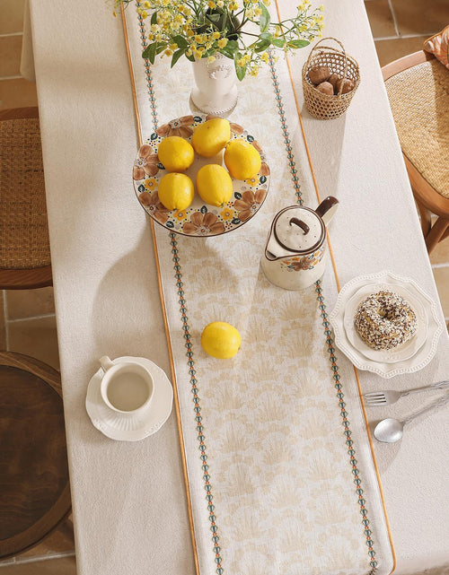 Load image into Gallery viewer, patdrea Tropical Linen Table Runner 12x102in Yellow Pineapple Floral Modern
