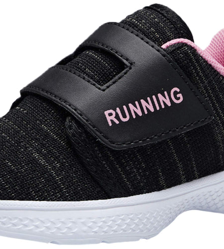 adituo Toddler Boys Girls Lightweight Athletic Sneakers Strap Black Pink Size 11