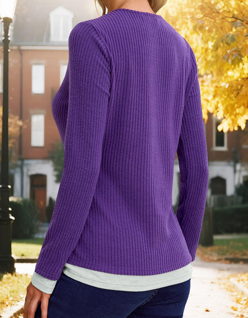 Load image into Gallery viewer, Gardenwed Women's Long Sleeve Sweater Tunic Loose Fit Purple Size S

