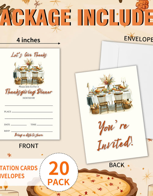Load image into Gallery viewer, Yhtmbf 20 Thanksgiving Party Invitations with Envelopes 4x6 Let's Give Thanks
