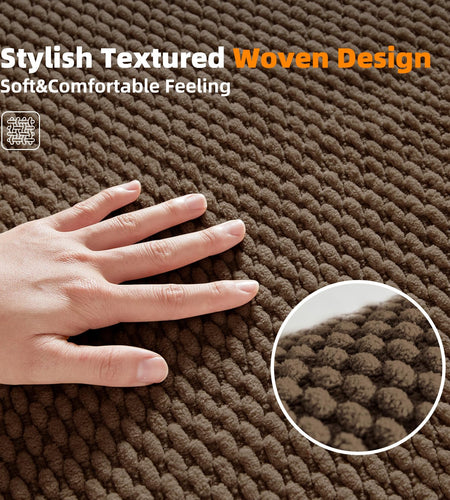 BULULOM Chenille Bathroom Rug Rubber Backing Brown 16x24 Absorbent Mat