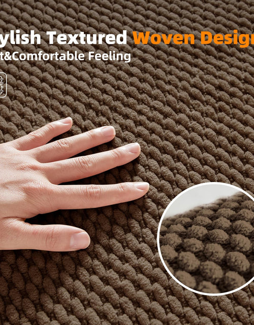 Load image into Gallery viewer, BULULOM Chenille Bathroom Rug Rubber Backing Brown 16x24 Absorbent Mat

