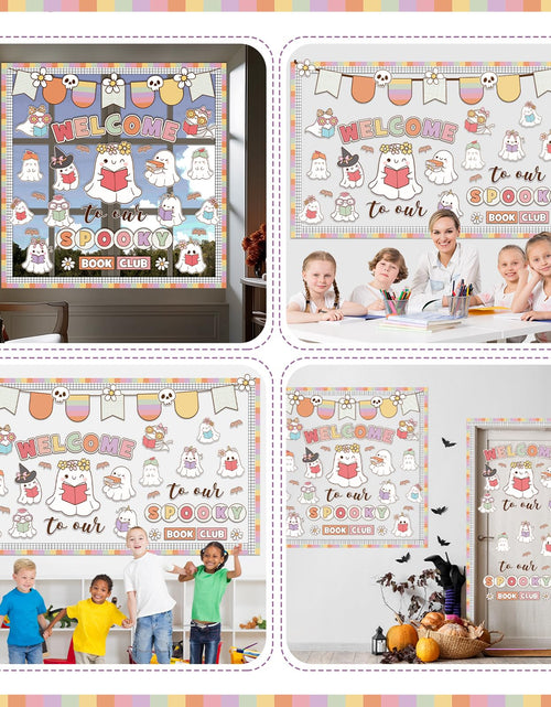 Load image into Gallery viewer, Pasimy Halloween Bulletin Board Set Ghost Paper Cutouts Pastel Boho 70 Pcs
