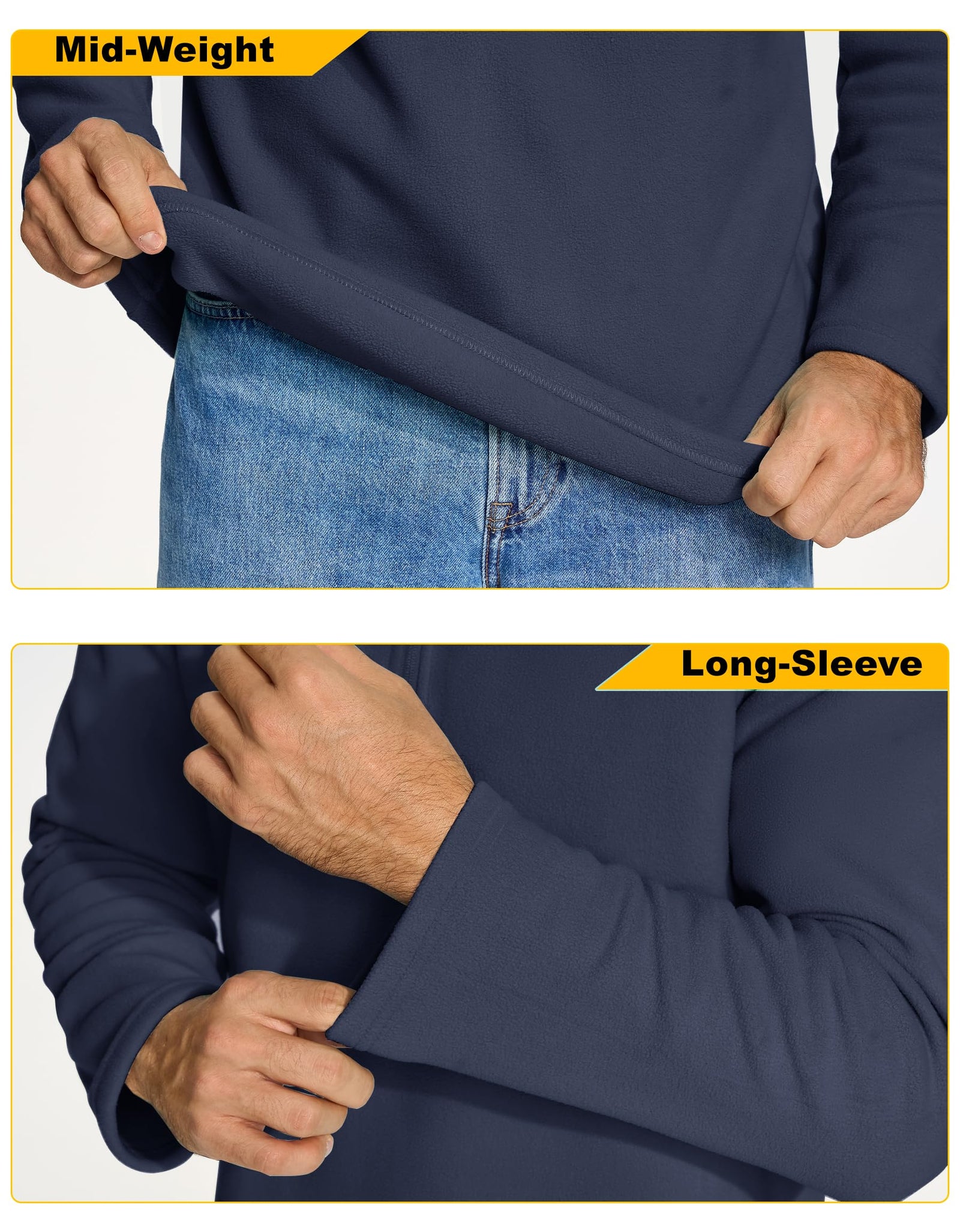 KEFITEVD Mens Quarter Zip Pullover Stand Collar Fleece Sweater Navy Size XL