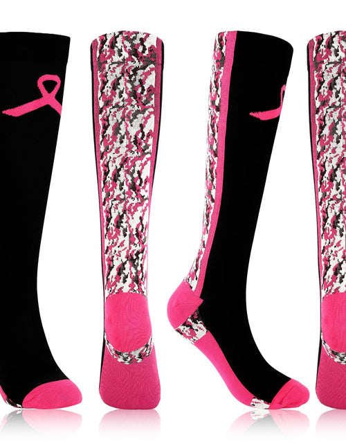 Load image into Gallery viewer, YLOLUL Breast Cancer Awareness Socks Black Camouflage Polyester Womens Size L
