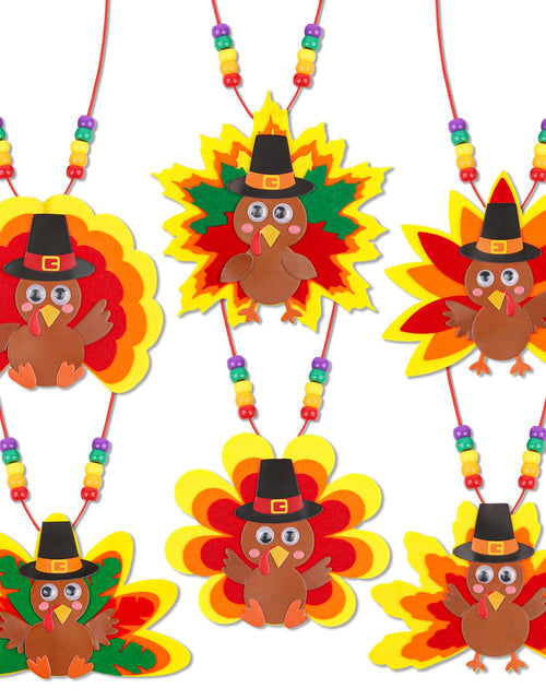 Load image into Gallery viewer, Huyamap Thanksgiving Turkey Necklace Craft Kits 24 Pack Colorful Style 1
