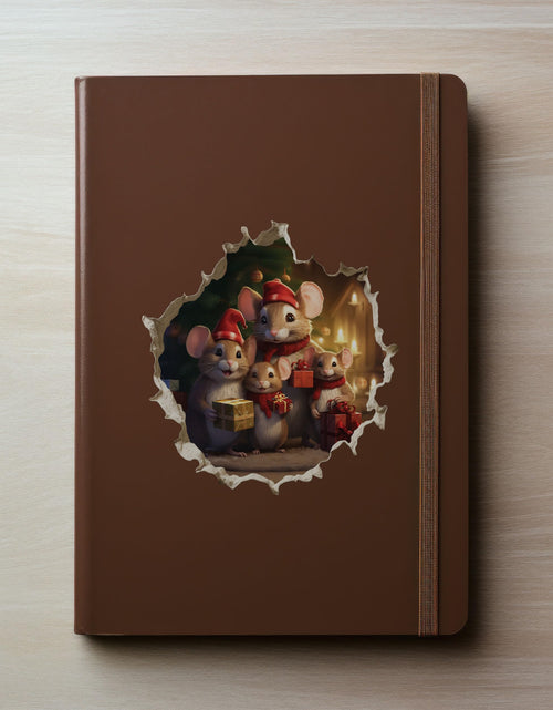 Load image into Gallery viewer, My Wonderful Walls Christmas Family Mouse Hole Decal 3D Effect 5x5 Multi
