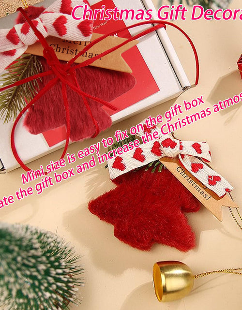 Load image into Gallery viewer, DILAGG Christmas Decorations Fuzzy Tree Ornaments Plush Pendant Gold Bell Red
