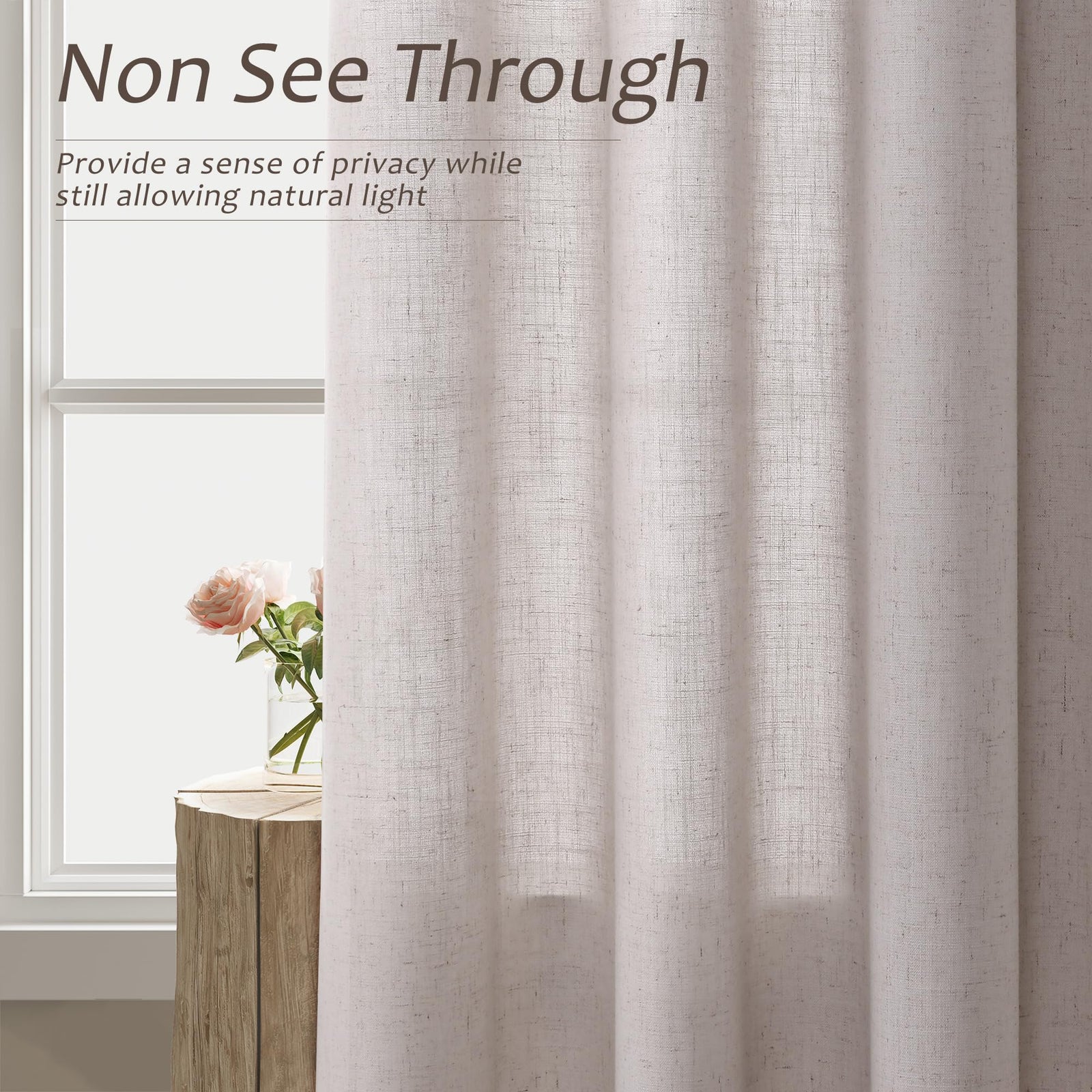 Aersas Champagne Linen Curtains 52x108in 2 Panels Grommet Light Filtering