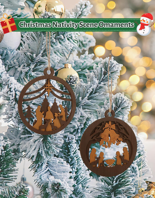 Load image into Gallery viewer, Yelsky Jesus Christmas Nativity Ornaments Wooden Set 2pcs Natural Wood
