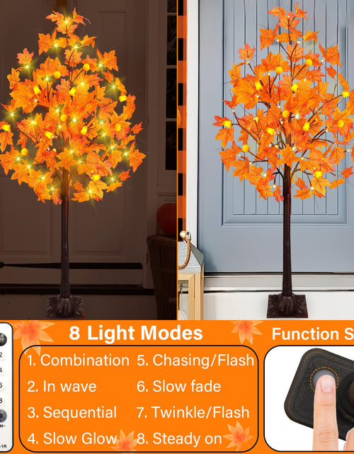 Load image into Gallery viewer, Ciyvotom 4 FT Fall Tree with 63 LED Warm Lights, 3D Pumpkins, Remote, Timer
