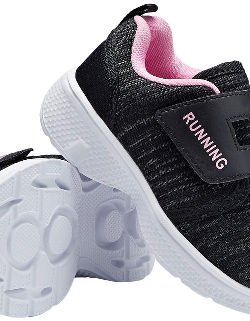 Load image into Gallery viewer, adituo Toddler Boys Girls Lightweight Athletic Sneakers Strap Black Pink Size 11

