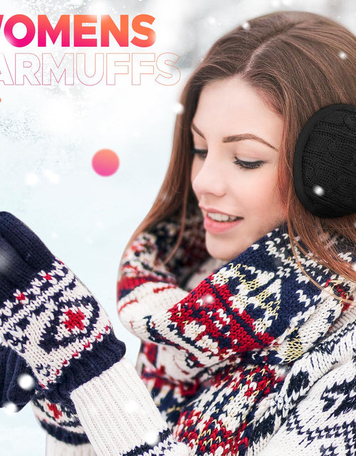 Load image into Gallery viewer, Venswell Knit Ear Muffs Winter Soft Fleece Adjustable Zz-black+white 2 PCS
