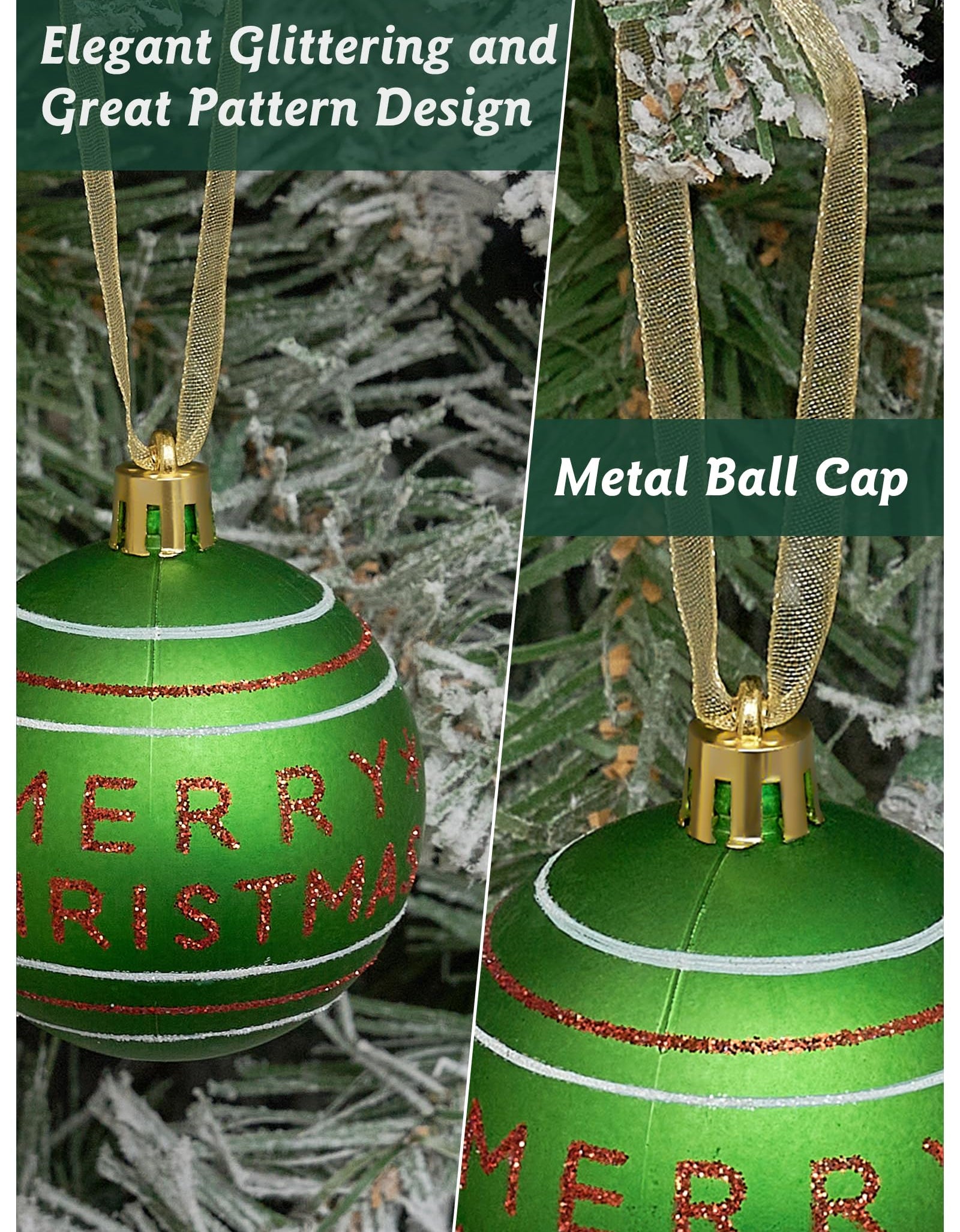 SmartDawn 12 Pcs 3.15in Christmas Ball Ornaments Red Green Plastic