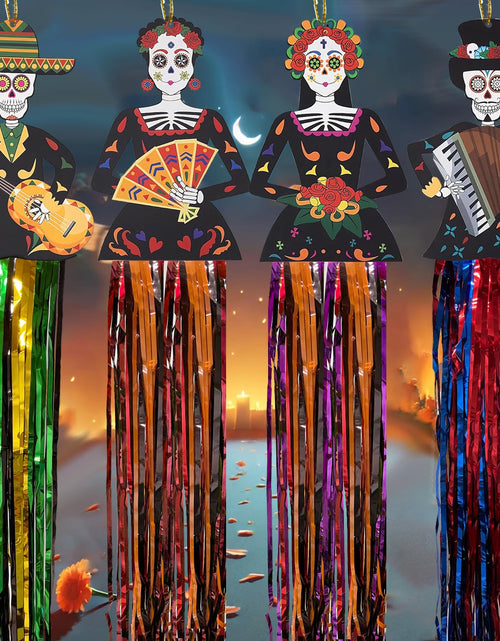 Load image into Gallery viewer, Aovaely 4PCS Day of the Dead Sugar Skull Hanging Decorations Dia De Los Muertos
