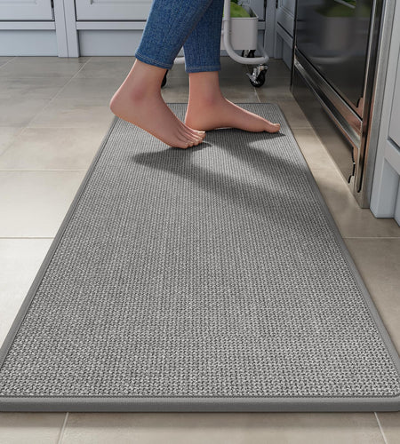 YDKGL Kitchen Rug Mat Non Slip Washable Gray Braided 17x47