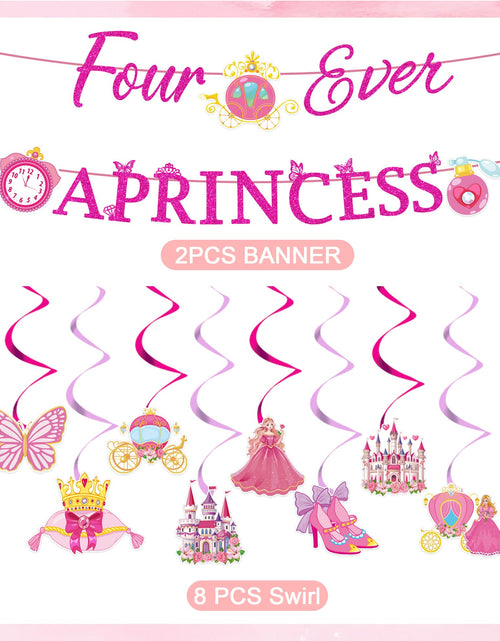 Load image into Gallery viewer, Romart Princess 4th Birthday Party Decorations 2 Banners 8 Swirls Pink Lavender
