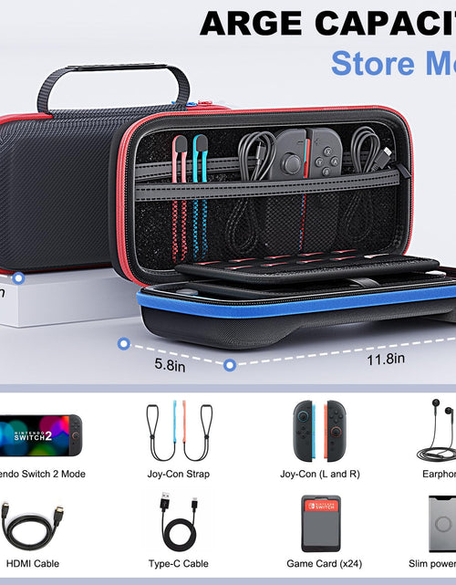 Load image into Gallery viewer, KCKTR Nintendo Switch 2 Carrying Case Hard Shell Durable Red Lightweight
