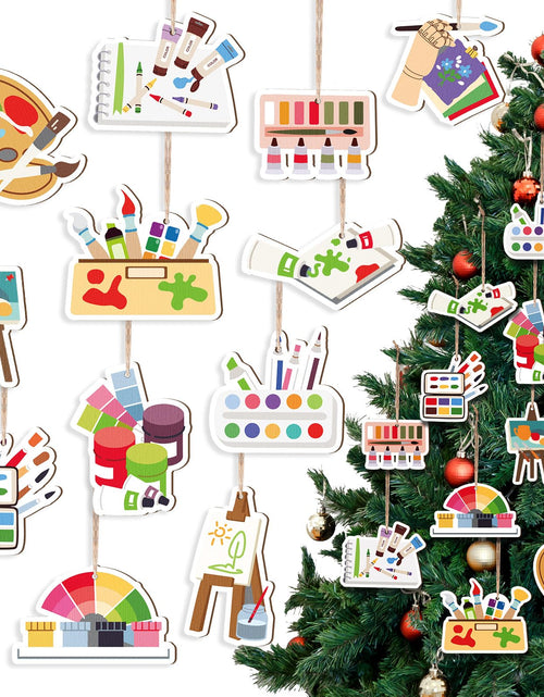 Load image into Gallery viewer, Threehoney 48Pc Wooden Christmas Ornaments Painting Tools Colorful 2.36-2.76in
