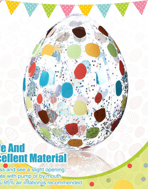 Load image into Gallery viewer, Jetec 12 Pcs Inflatable Easter Eggs 16in Large Glitter PVC Decorations Silver
