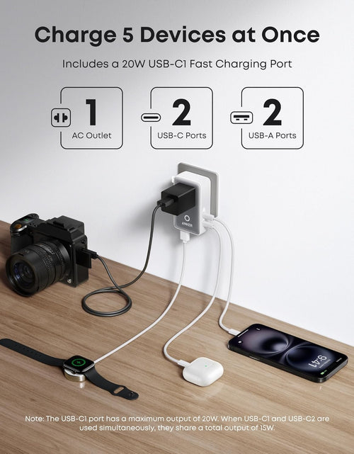 Load image into Gallery viewer, Anker Nano Travel Adapter (5-in-1, 20W, 1-Pack)

